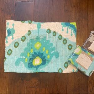 New in Package Pair of Standard Shams in aqua, teal and green